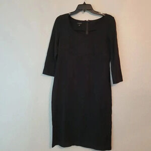 Talbots Women's Shift Dress Size 6 Black Rayon 3/4 Sleeves Back Zipper Stretch
